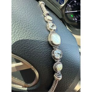 Lori Bonn Sterling Silver Multi-Gemstone Toggle Bracelet – 925 – 7.5” Adjustable